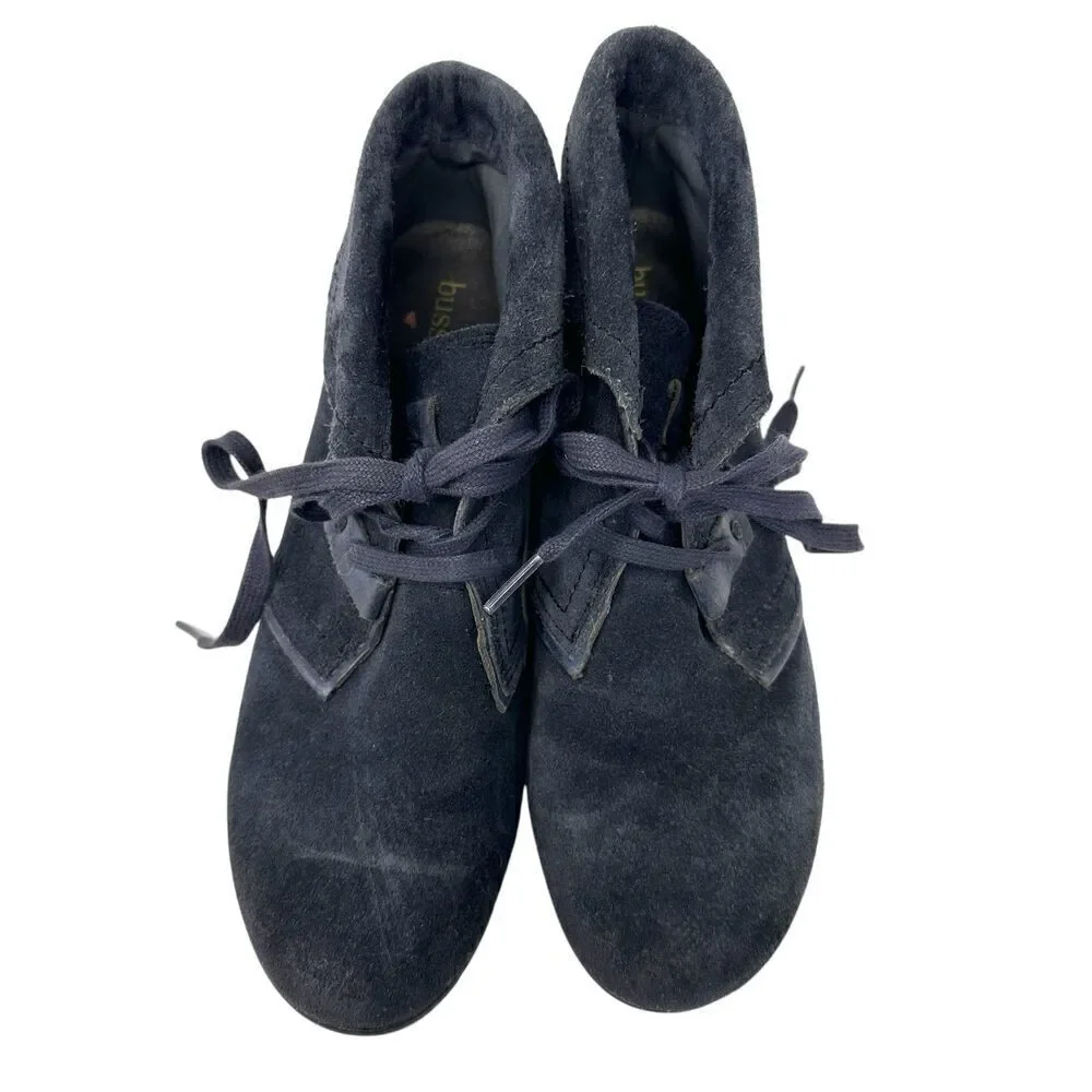 Bussola‎ Kolding Keisha Silk Suede Navy Blue Suede Lace Up Booties Size 39 (8)